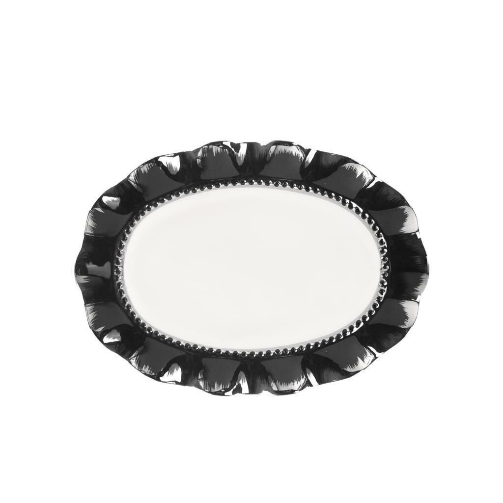 SİYAH GÜMÜŞ OVAL SUNUM TABAK 46CM