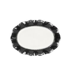 SİYAH GÜMÜŞ OVAL SUNUM TABAK 46CM