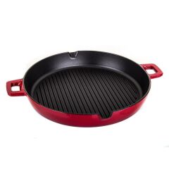 KIRMIZI DÖKÜM DEMİR ÇİFT KULPLU  GRILL TAVA 30CM