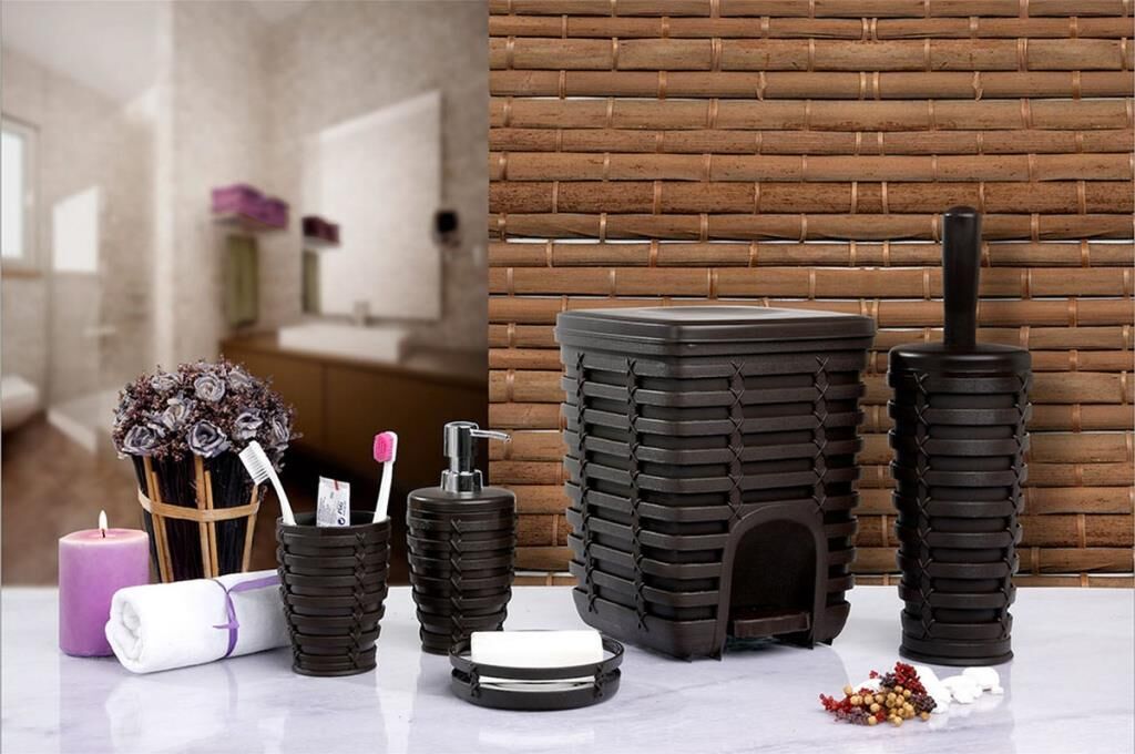 PALM KAHVERENGİ BANYO SETİ