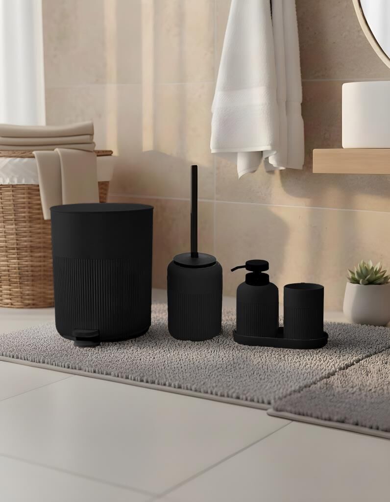 SİYAH ÇİZGİLİ 5 PARÇA BANYO SETİ