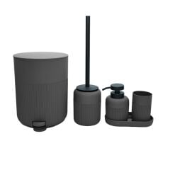 GRİ ÇİZGİLİ 5 PARÇA BANYO SETİ