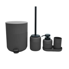 GRİ ÇİZGİLİ 5 PARÇA BANYO SETİ