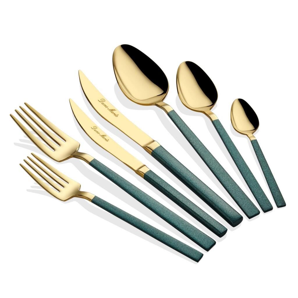PİCASA GOLD GREEN 42 PARÇA ÇATAL KAŞIK BIÇAK SETİ