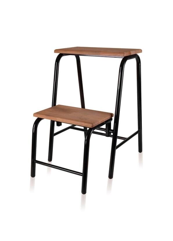 AHŞAP 2 BASAMAKLI MERDİVEN TABURE SİYAH