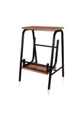 AHŞAP 2 BASAMAKLI MERDİVEN TABURE SİYAH