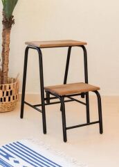 AHŞAP 2 BASAMAKLI MERDİVEN TABURE SİYAH