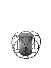 SİYAH GÜMÜŞ YUVARLAK METAL MUMLUK