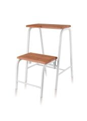 AHŞAP 2 BASAMAKLI MERDİVEN TABURE BEYAZ