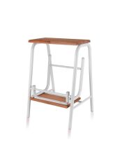 AHŞAP 2 BASAMAKLI MERDİVEN TABURE BEYAZ