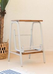 AHŞAP 2 BASAMAKLI MERDİVEN TABURE BEYAZ