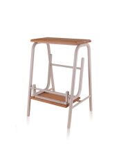 AHŞAP 2 BASAMAKLI MERDİVEN TABURE GRİ