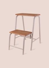 AHŞAP 2 BASAMAKLI MERDİVEN TABURE GRİ