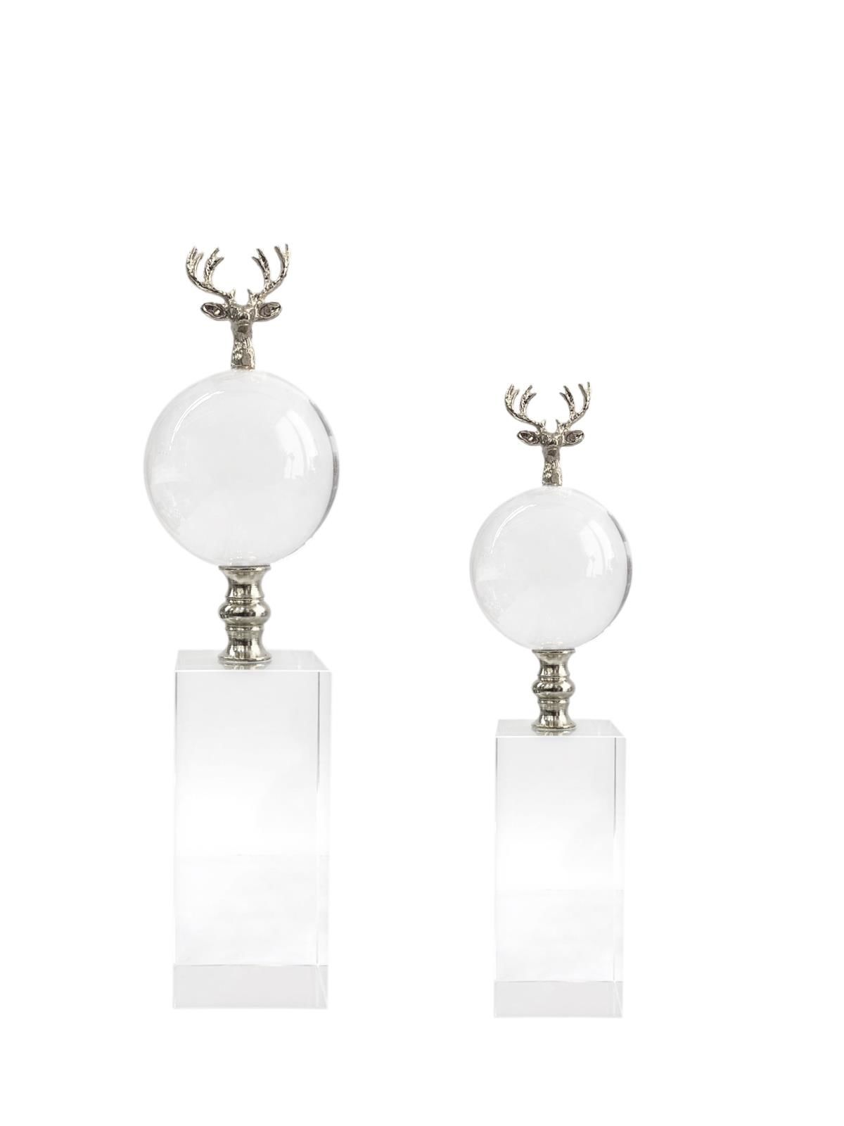 GÜMÜŞ GEYİK 2'Lİ KRİSTAL KÜRE