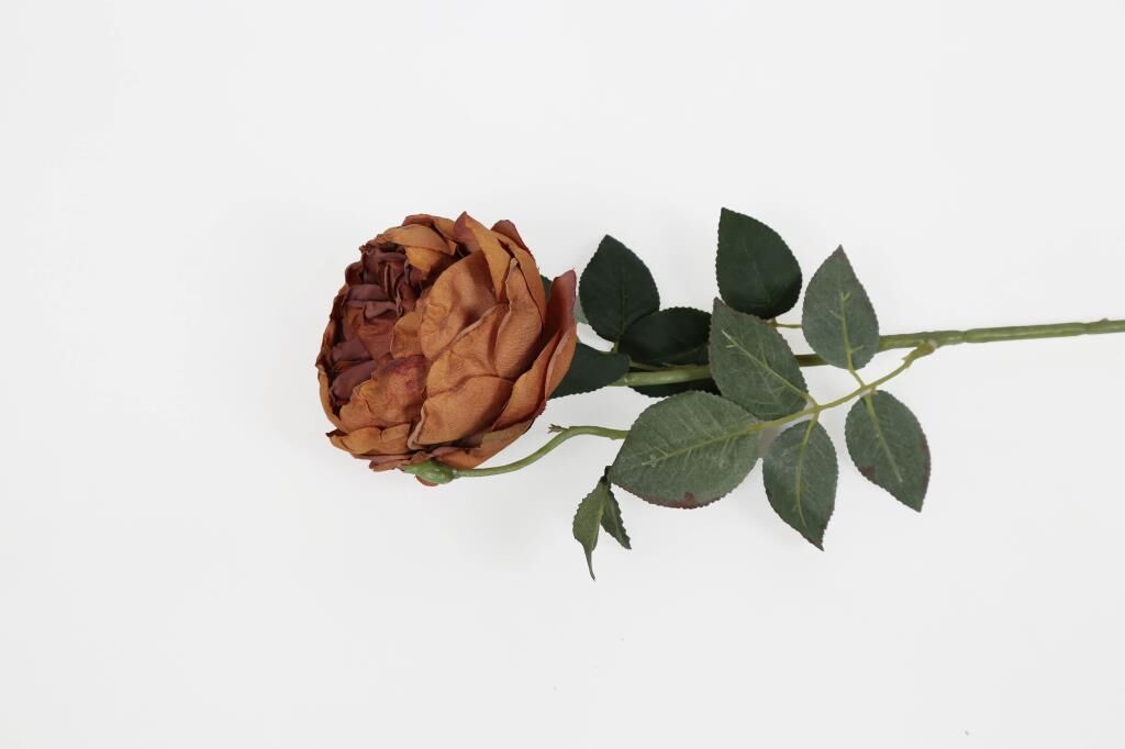 KİREMİT RENGİ YAPAY AUSTİN GÜLÜ 60CM