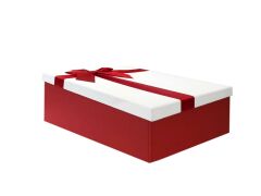 KIRMIZI BEYAZ FİYONKLU KUTU 34CM