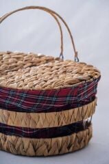HASIR EKOSE KAPAKLI OVAL PİKNİK SEPETİ 39CM