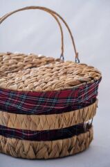 HASIR EKOSE KAPAKLI OVAL PİKNİK SEPETİ 39CM