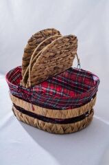 HASIR EKOSE KAPAKLI OVAL PİKNİK SEPETİ 39CM