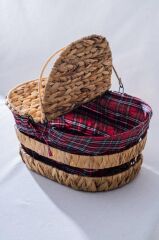HASIR EKOSE KAPAKLI OVAL PİKNİK SEPETİ 39CM