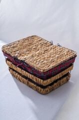 HASIR EKOSE KAPAKLI DİKDÖRTGEN PİKNİK SEPETİ 39CM
