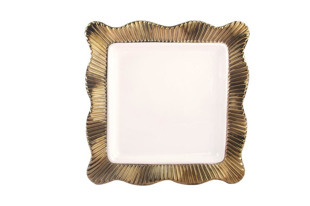 BEYAZ ALTIN ÇİZGİLİ AVANGARDE SUNUM TABAK 35CM