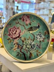 YEŞİL GÜLLÜ YUVARLAK TEPSİ 40X5CM