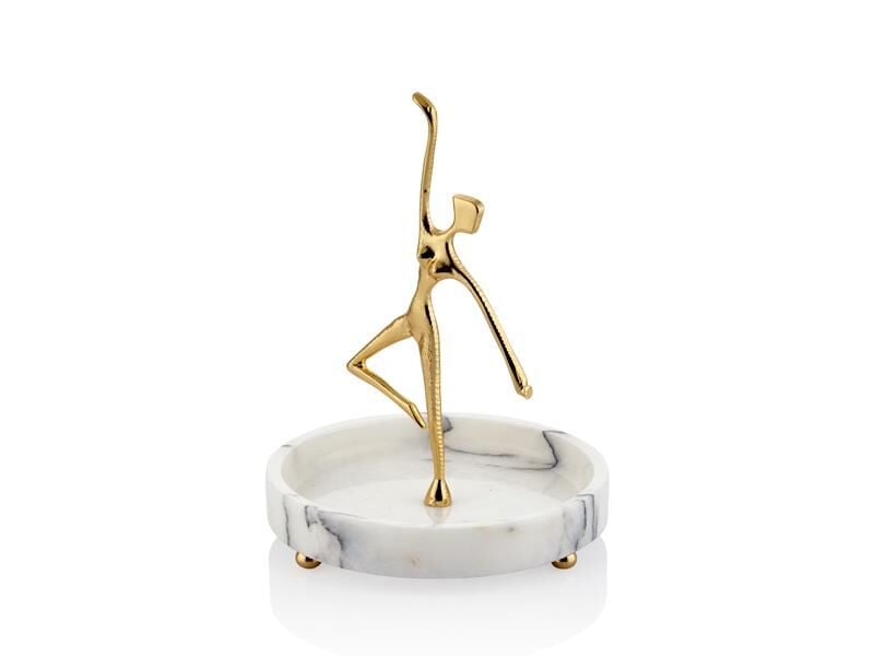 EVZA MERMER BEYAZ BALERİN FİGÜRLÜ SUNUM TABAK 19CM