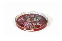 KIRMIZI GÜLLÜ YUVARLAK TEPSİ 40X5CM