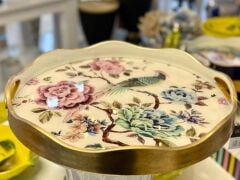 BEYAZ GÜLLÜ YUVARLAK TEPSİ 40X5CM