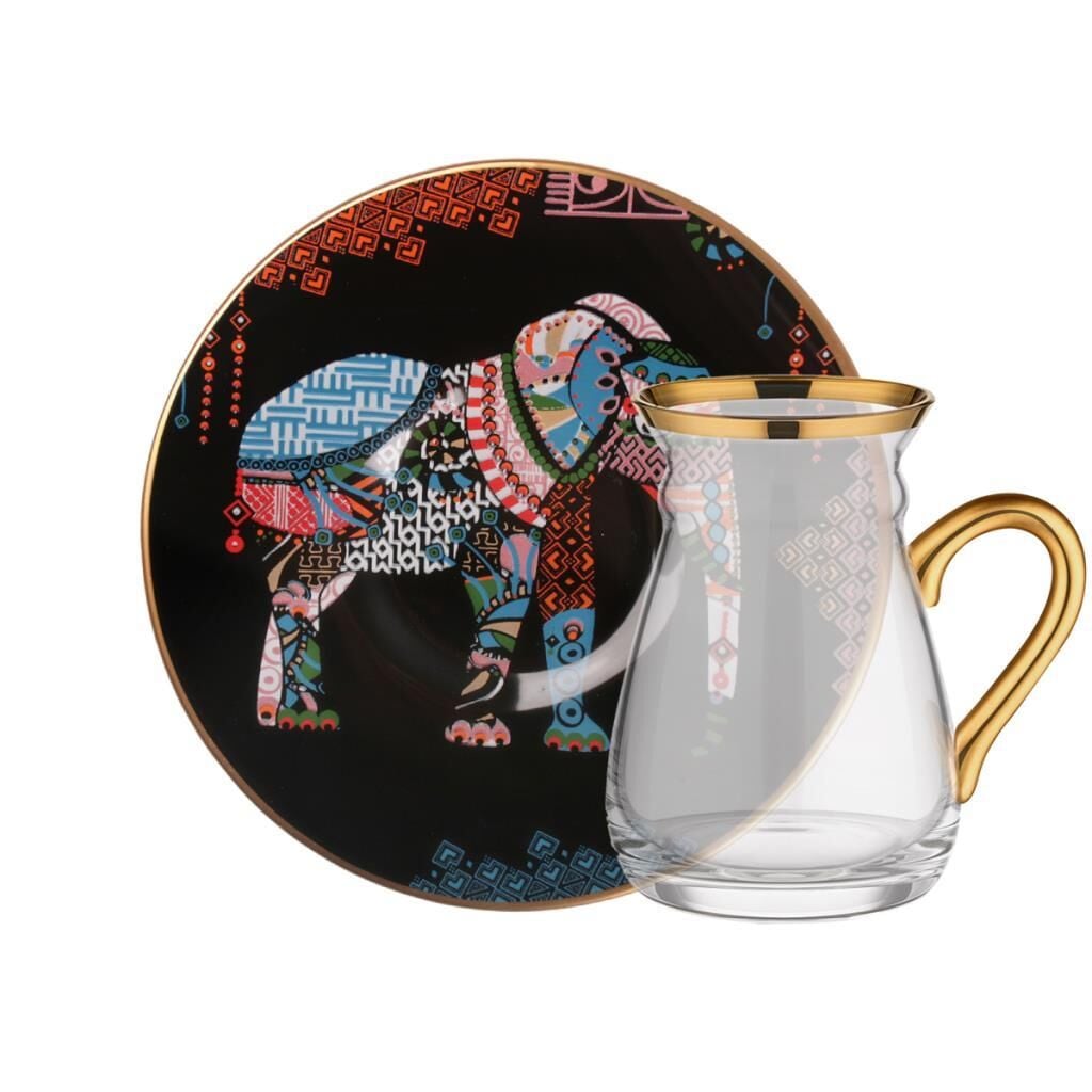 ELEPHANT SİYAH KULPLU 6 KİŞİLİK ÇAY SETİ