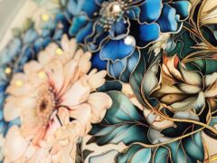 LACİVERT GÜLLÜ YUVARLAK TEPSİ 40X5CM