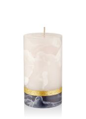 MARBLE EKRU GRİ BANTLI MUM 10X13CM
