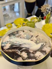 BEYAZ TAVUS KUŞU YUVARLAK TEPSİ 40X5CM