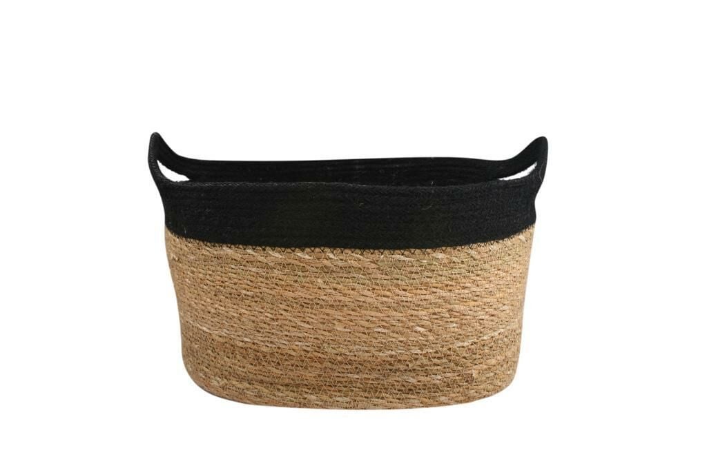 HASIR SİYAH OVAL SEPET 34X19CM