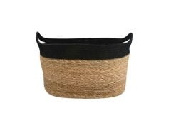 HASIR SİYAH OVAL SEPET 34X19CM