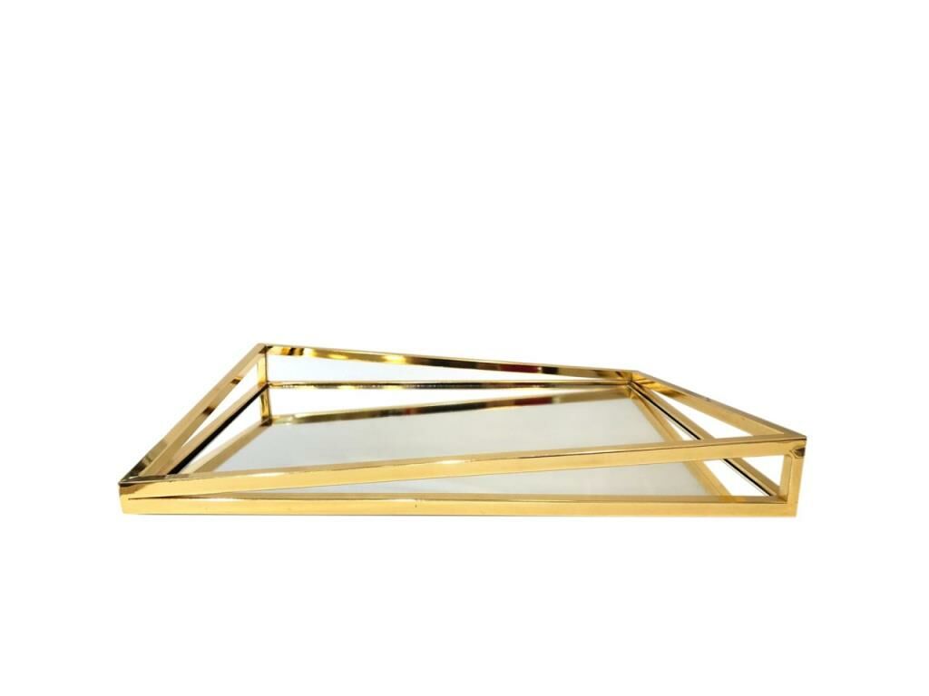 ASİMETRİK ALTIN DİKDÖRTGEN TEPSİ 34CM