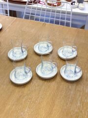 KOLEKSİYON TİRYAKİ KULPLU BEYAZ ÇAY SETİ 6 KİŞİLİK