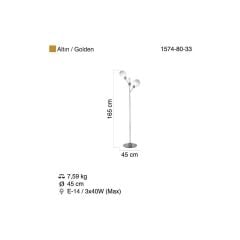 OKASSO 3'LÜ ALTIN LAMBADER 3XE14