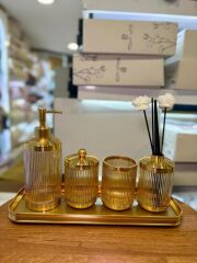 ASTRA AMBER ALTIN TEPSİLİ 5 PARÇA BANYO SETİ