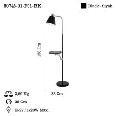 MASERA SİYAH LAMBADER 1XE27