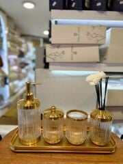 ASTRA ŞEFFAF ALTIN TEPSİLİ 5 PARÇA BANYO SETİ