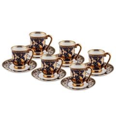 LACİVERT ALTIN 6 KİŞİLİK TÜRK KAHVESİ FİNCANI