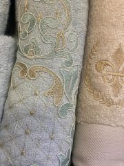 LUCCA BAMBU DANTELLİ NAKIŞLI AİLE BORNOZ SETİ MİNT/BEJ