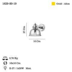 MAGO ALTIN TEKLİ APLİK 1XE27