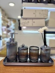 ASTRA FÜME GÜMÜŞ TEPSİLİ 5 PARÇA BANYO SETİ