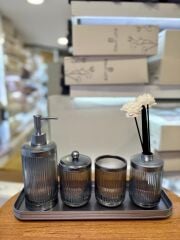 ASTRA FÜME GÜMÜŞ TEPSİLİ 5 PARÇA BANYO SETİ