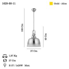 MAGO GÜMÜŞ ALTIN TEKLİ AVİZE 27CM