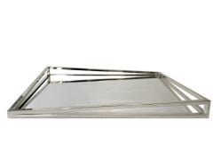 ASİMETRİK GÜMÜŞ DİKDÖRTGEN TEPSİ 40CM
