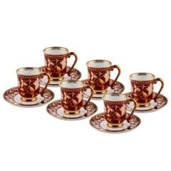 KIRMIZI ALTIN 6 KİŞİLİK TÜRK KAHVESİ FİNCANI